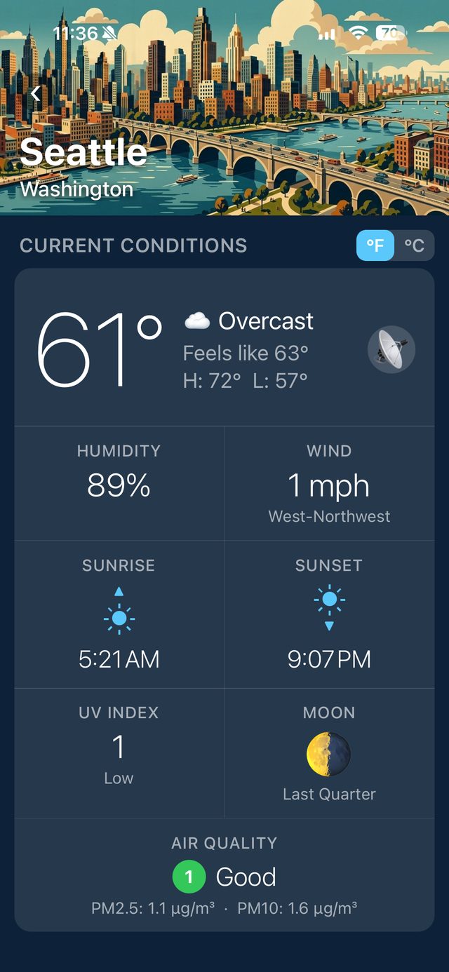 Exodus current conditions screen